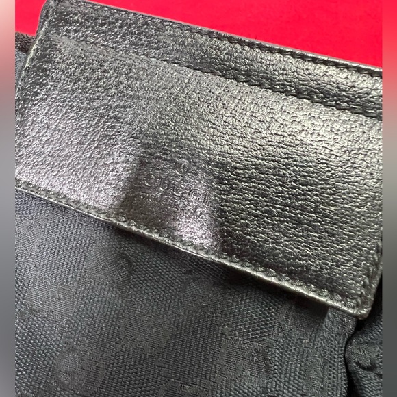 Gucci Black Belt Bag GG Fabric Leather Vintage Fanny Pack Pouch - Picture 4 of 12
